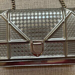 COPY - Metallic Patent Micro-Cannage Mini Diorama Flap Bag Silver